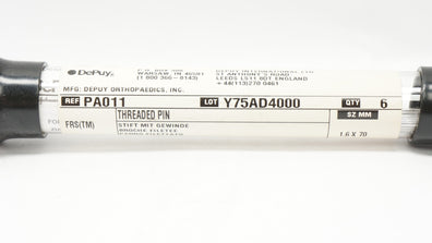 DePuy PA011 Threaded Pin 1.6 x 70mm - Pack of 6